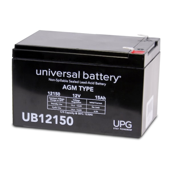 Upg Sealed Lead Acid Battery, 12 V, 15Ah, UB12150, F2 Faston Tab Terminal, AGM Type 40672 - main